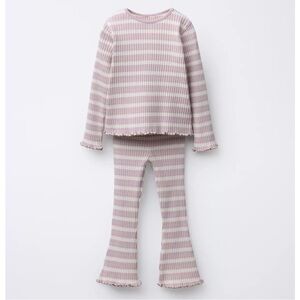 ZARA RIBBED FLARE LEGGINGS AND T-SHIRT SET